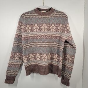 Vintage EMS Eastern Mountain Sports Fair Isle 100% Wool Women Sweater Medium